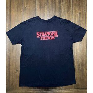 Stranger‎ Things Large Logo Graphic T Shirt Mens XXL Black Short Sleeve